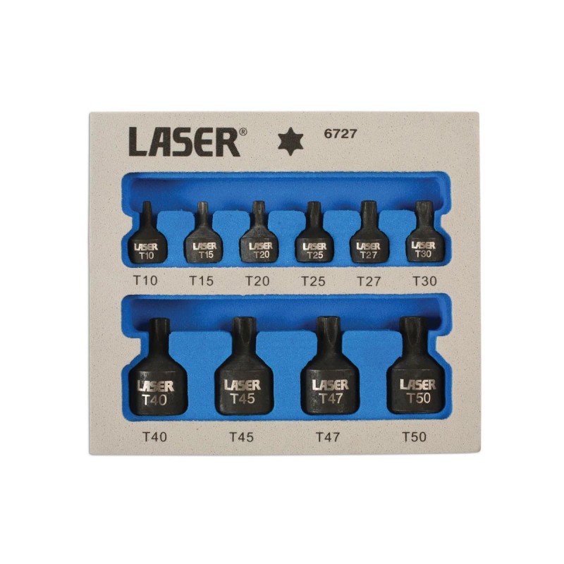 Rátűzőkulcs, gépi Torx T10-T50 10 db-os - extra alacsony -TS20 (LAS-6727)