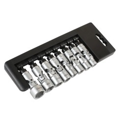 Dugókulcs - crowafej klt. 3/8" 6 lapú CSUKLÓS 8 db-os 10-19 mm -TS20 (LAS-7035) Dugókulcs - crowafej klt. 3/8" 6 lapú CSUKLÓS 8 db-os 10-19 mm -TS20 (LAS-7035)
