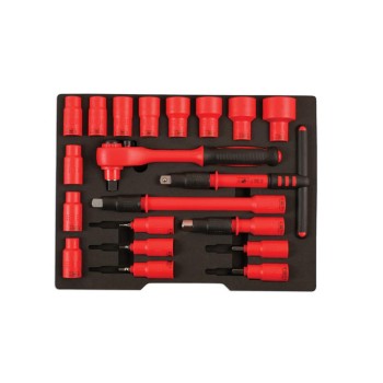 Dugókulcs klt. VDE 1000 V Szigetelt/Hibrid szerszám klt.1/2" 20 db-os (LAS-6149)