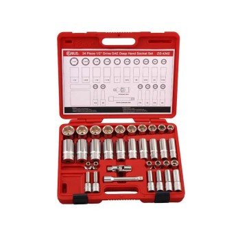 Dugókulcs - crowafej klt. 1/2" 6 lap colos 34 db-os (DS-434S)