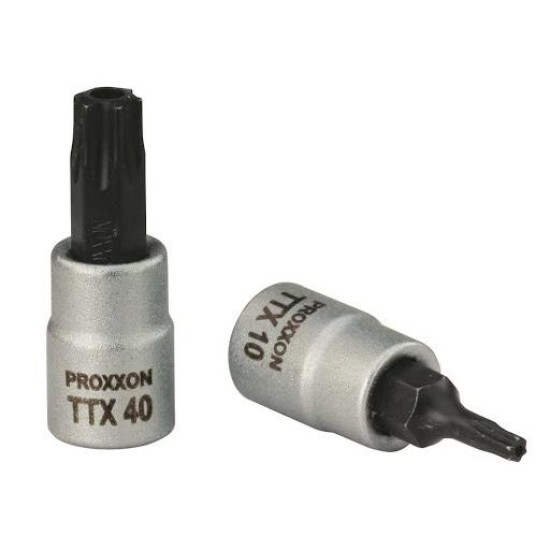 Rátűzőkulcs - crowa+bit 1/4'' torx, furatos T10 Proxxon