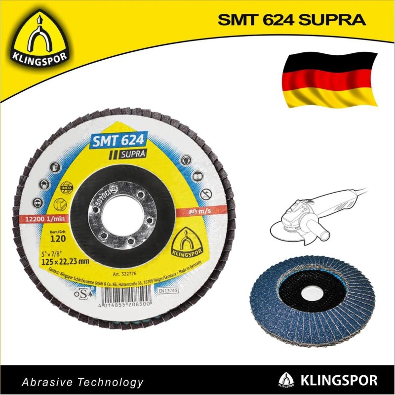 Csiszolótányér, lamellás 125 mm P120 - acél és színesfém - Klingspor