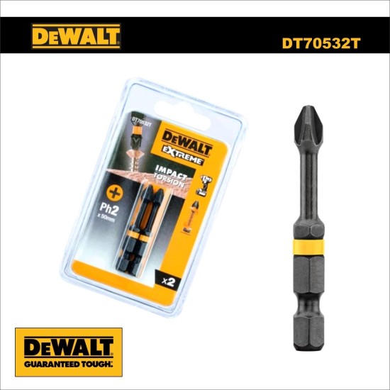 Bithegy, gépi, torziós PH2 x 50 mm - 2 részes - DeWalt Extreme