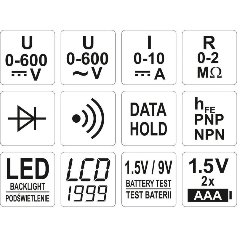 Multiméter, digitális DC 600 / AC 600V