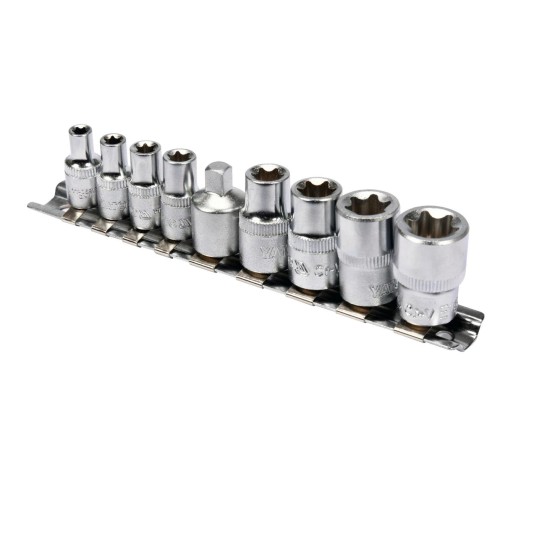 Dugókulcs - crowafej készlet 1/4'' belső E-torx 9 db-os - Yato Dugókulcs - crowafej készlet 1/4'' belső E-torx 9 db-os - Yato
