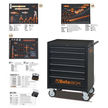 Szerszámos kocsi gyári-felszerelt 196 db-os 6 fiókos - Beta Easy