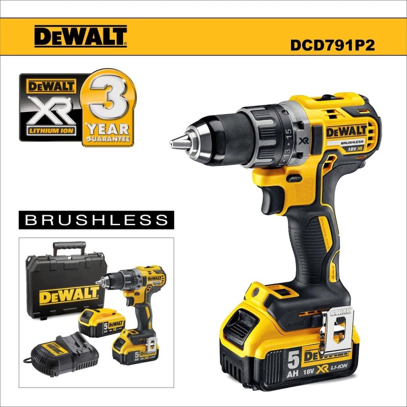 Fúró-csavarozó, akkus 18V 70 Nm 2db 5.0Ah Li-ion - DeWalt Fúró-csavarozó, akkus 18V 70 Nm 2db 5.0Ah Li-ion - DeWalt