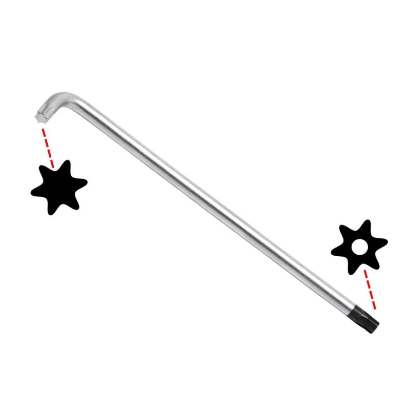 Torxkulcs ''L'' alakú extra hosszú T45 torx-lyukas torx - BGS