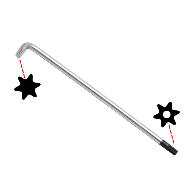Torxkulcs ''L'' alakú extra hosszú T20 torx-lyukas torx - BGS