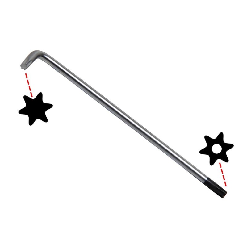 Torxkulcs ''L'' alakú extra hosszú T15 torx-lyukas torx - BGS