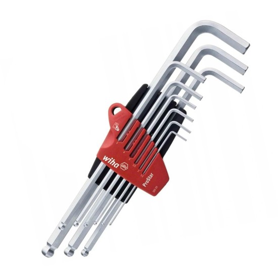 Imbuszkulcs készlet 9 db-os hosszú gömbvégű Prostar - Wiha (369S9)
