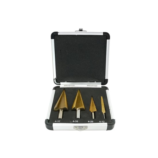 Lemezfúró, lépcsős - készletben 4 db-os HSS TiN 4-32 mm