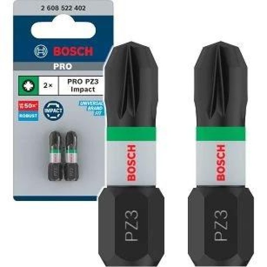 Csavarhúzó bit Impact Control - PZ3 x 25 mm x 2db - Bosch (2.608.522.402) Csavarhúzó bit Impact Control - PZ3 x 25 mm x 2db - Bosch (2.608.522.402)