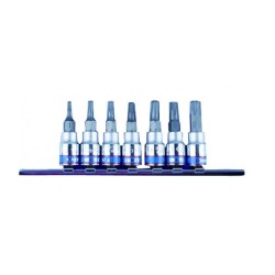 Rátűzőkulcs - crowa+bit 1/4'' torx, furatos, T10-T40 készlet - KingTony