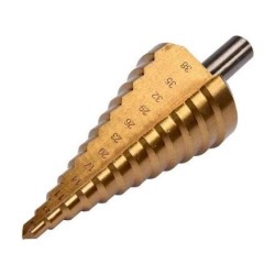 Lemezfúró, lépcsős - 12 lépcsős HSS TiN 6-38 mm Lemezfúró, lépcsős - 12 lépcsős HSS TiN 6-38 mm