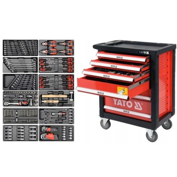 Szerszámos kocsi gyári-felszerelt 185 db-os 6 fiókos - YATO