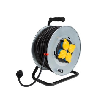 Kábeldob 50 m - IP44 gumi kábel 3 x 1.5 mm2 - 3200W - fém Kábeldob 50 m - IP44 gumi kábel 3 x 1.5 mm2 - 3200W - fém