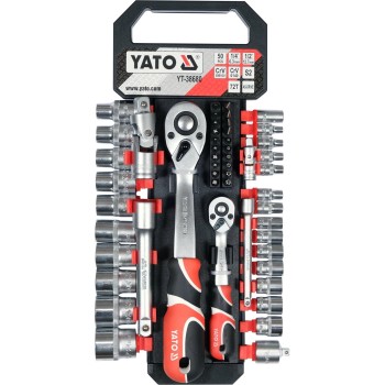 Dugókulcs készlet 1/4'' - 1/2'' 4-24 mm 51 db-os 6 lapú YATO