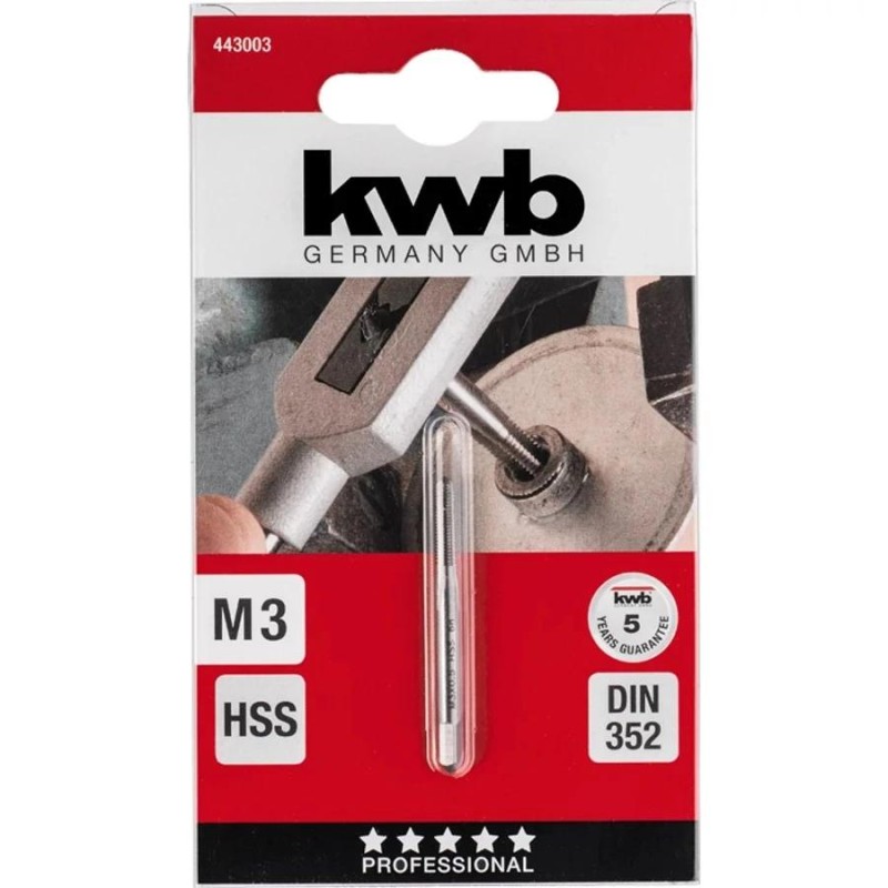 Menetfúró gépi, egyenes hornyú  M 3 HSS - KWB