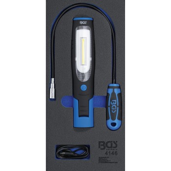 Szerelőlámpa mágneses felszedő szerszámos kocsiba habtálcás