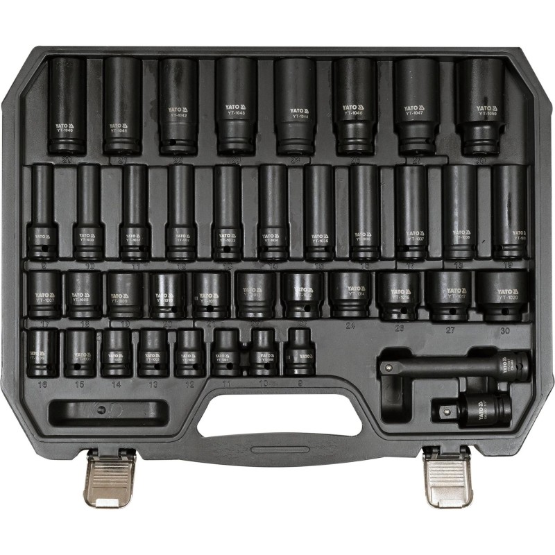Légkulcsfej készlet 1/2'' 40 db   9-30 mm rövid-hosszú YATO (YT-10555)