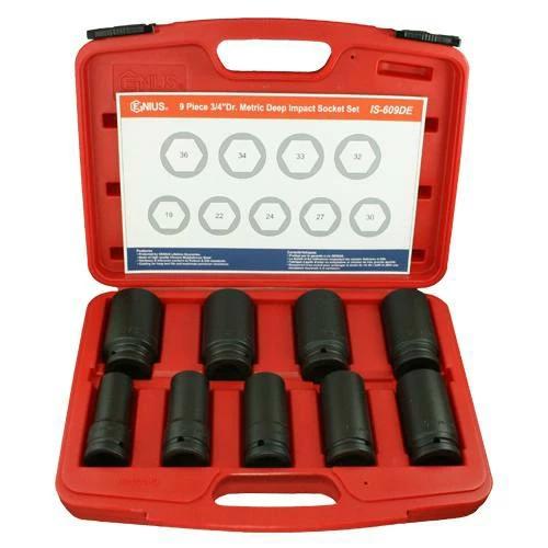 Légkulcsfej klt. 3/4' 9 db-os 6 lapú hosszú Genius (IS-609DE)