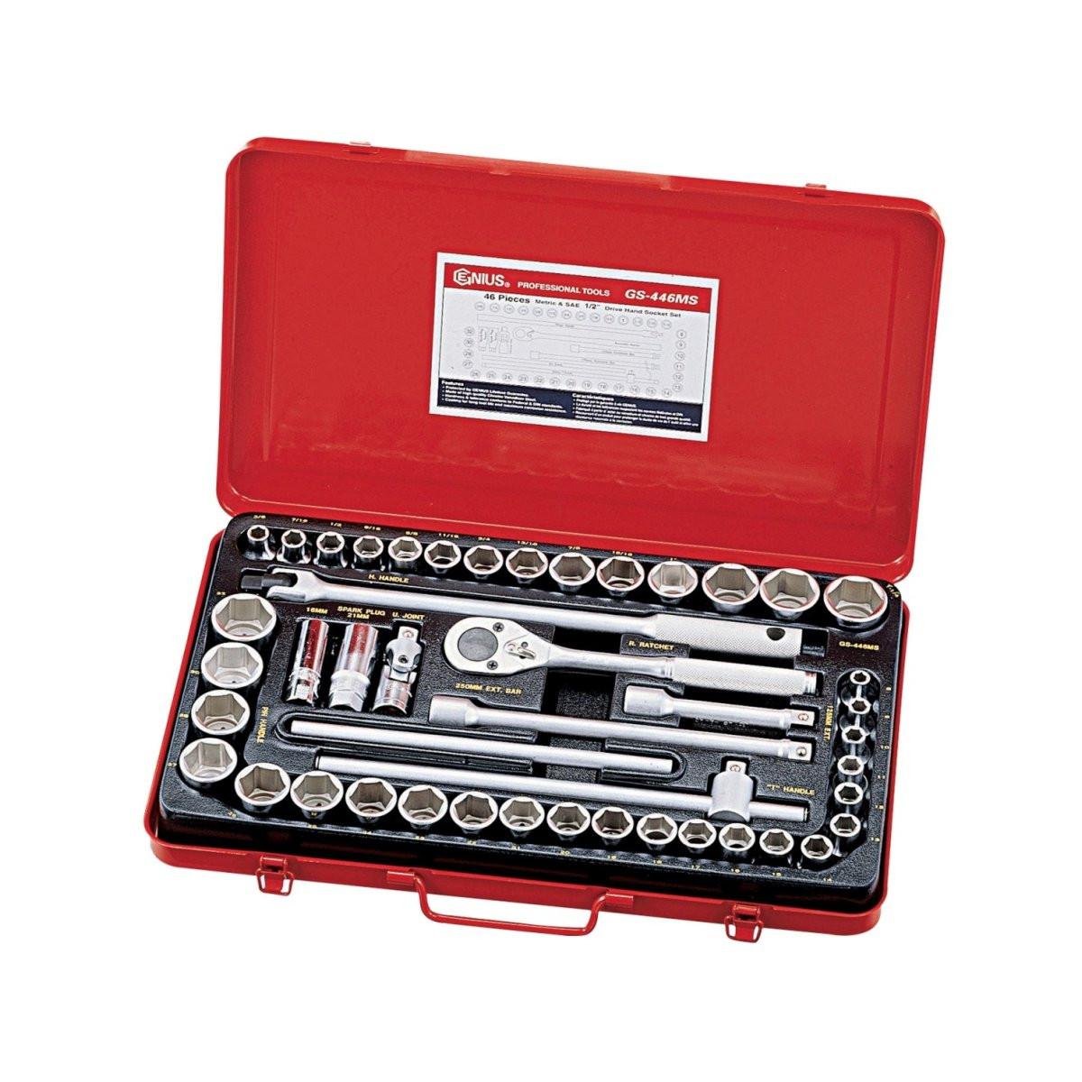 Dugókulcs készlet 1/2' 6 lap metrikus + COLOS 46 db-os Genius (GS-446MS)