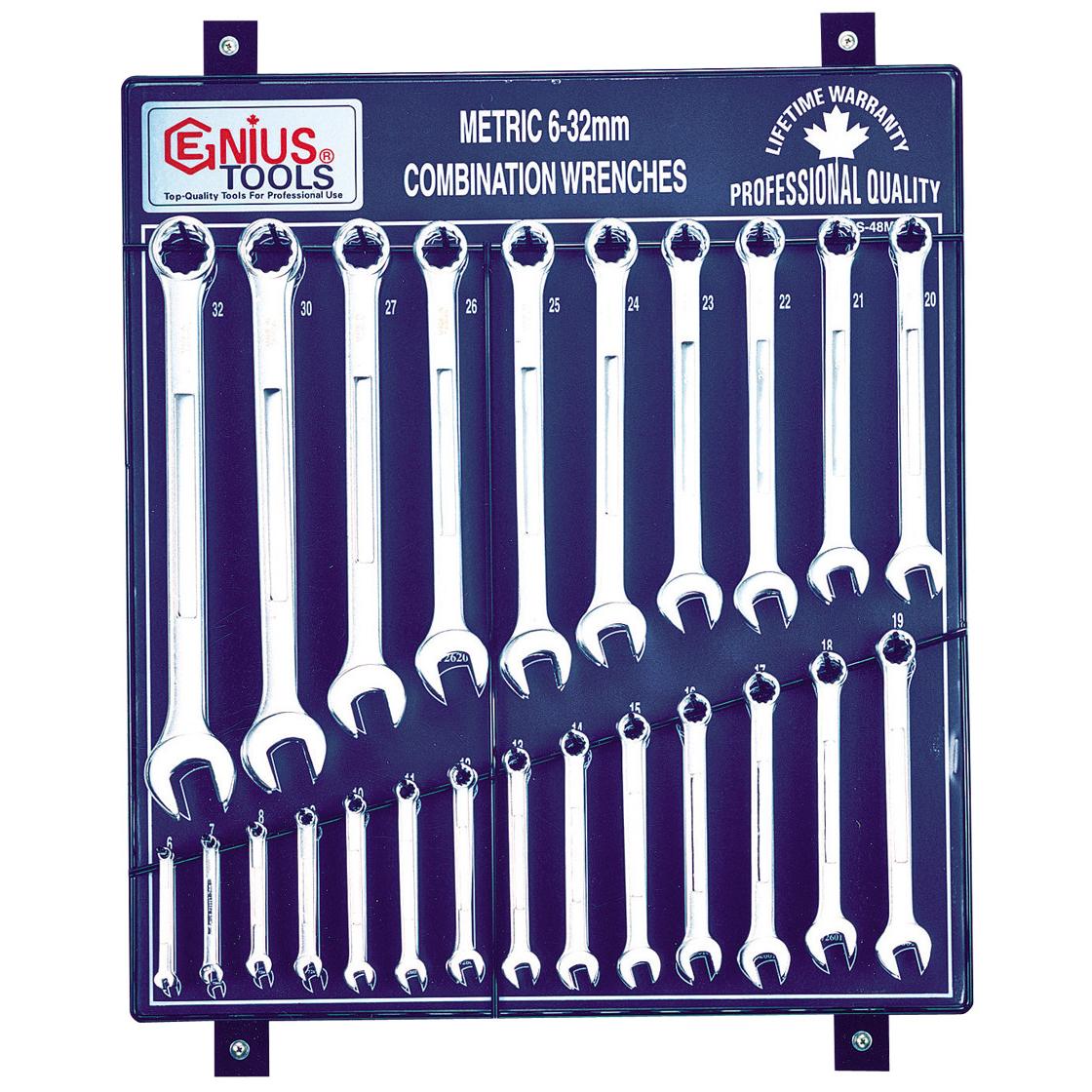 Csillag-villáskulcs klt. 48 db-os2x24 db/ fali fém - Genius (HS-48M)