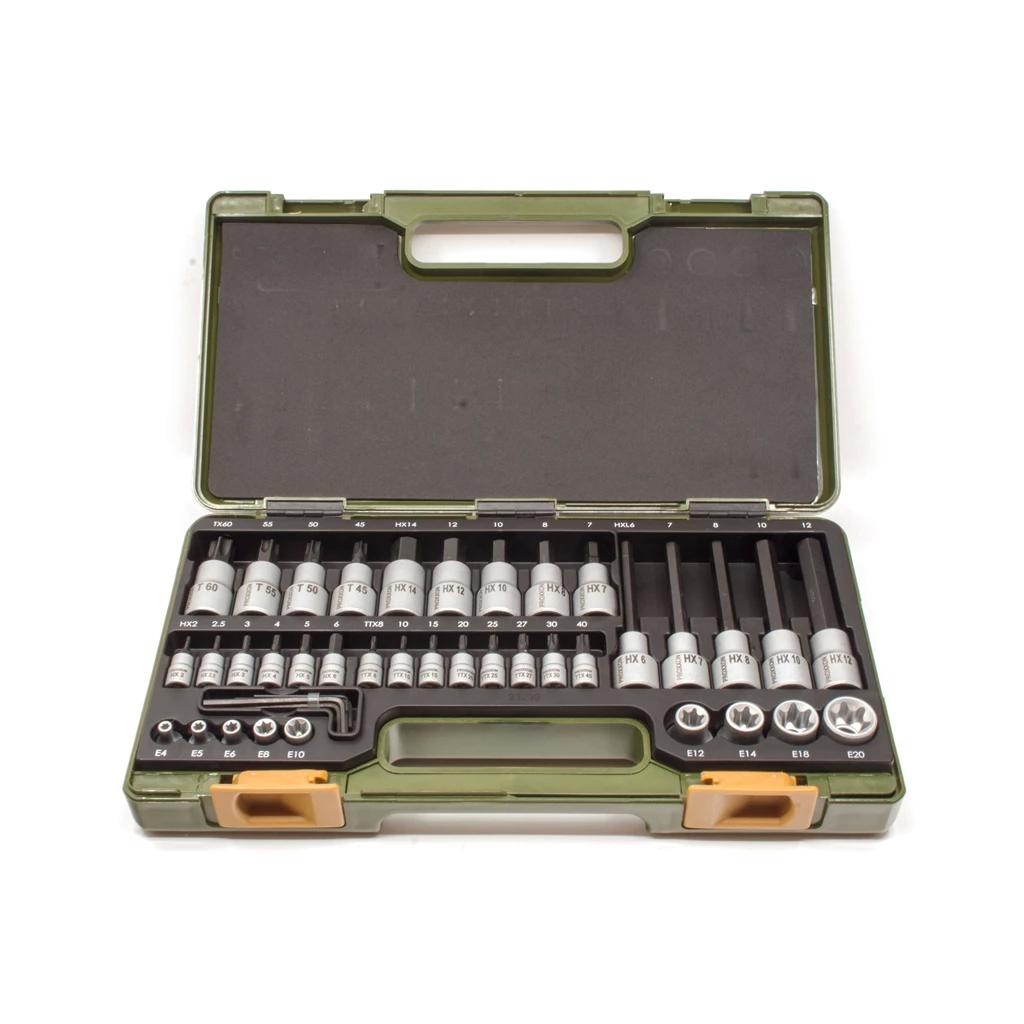 Rátűzőkulcs - crowa+bit klt. 1/4-1/2" imb.+TX+TTX+E-Torx 41 részes (23.290)