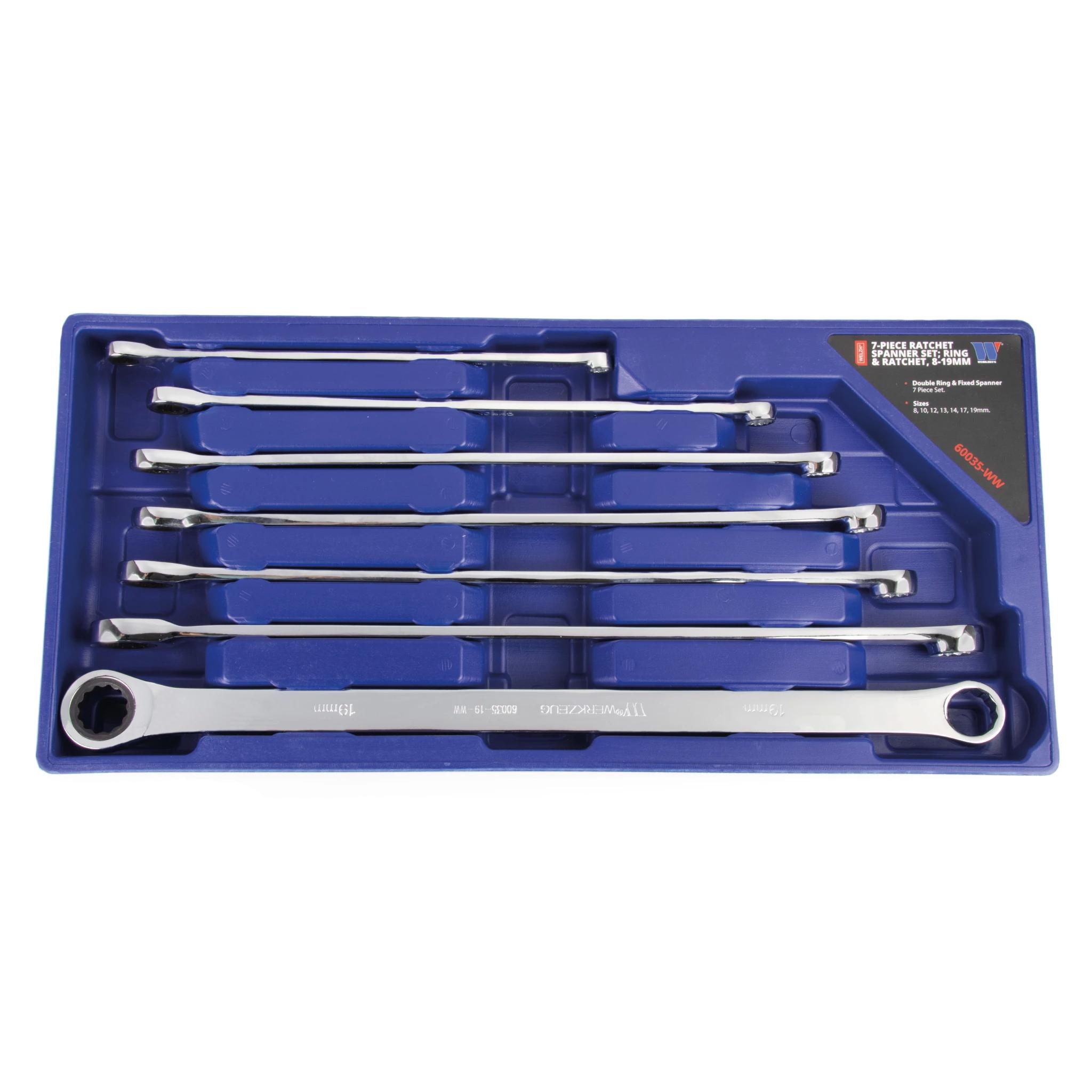 Tálcás Welzh csillag-csillag racsnis extra hossz.klt. 7 db-os 8-19 mm (60035-WW)