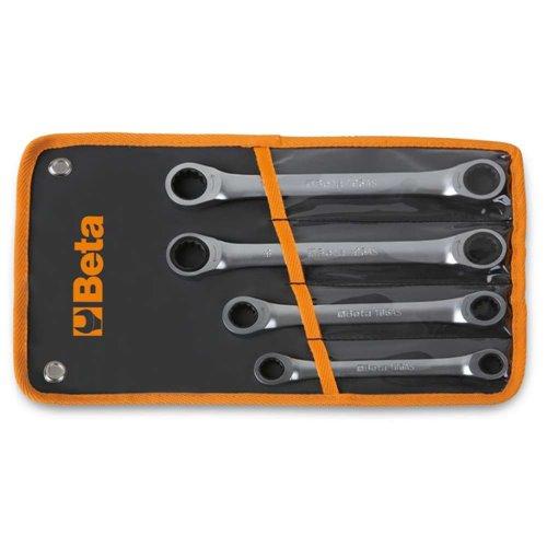 195AS/B 4 darabos racsnis egyenes csillagkulcs készlet, tasakban