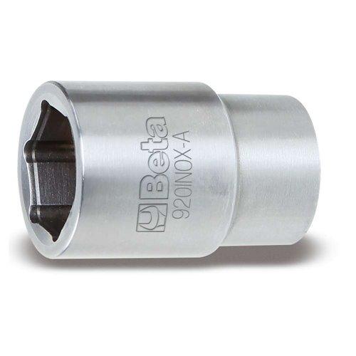 920INOX-A ​Szögletes csatlakozású, 1/2''-es negatív tájoló kulcs, hatlapú bemenettel, rozsdamentes acélból