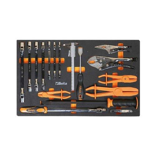 BETA M78 habszivacs tálca csuklós dugókulcsokkal, fogókkal és mérőeszközökkel