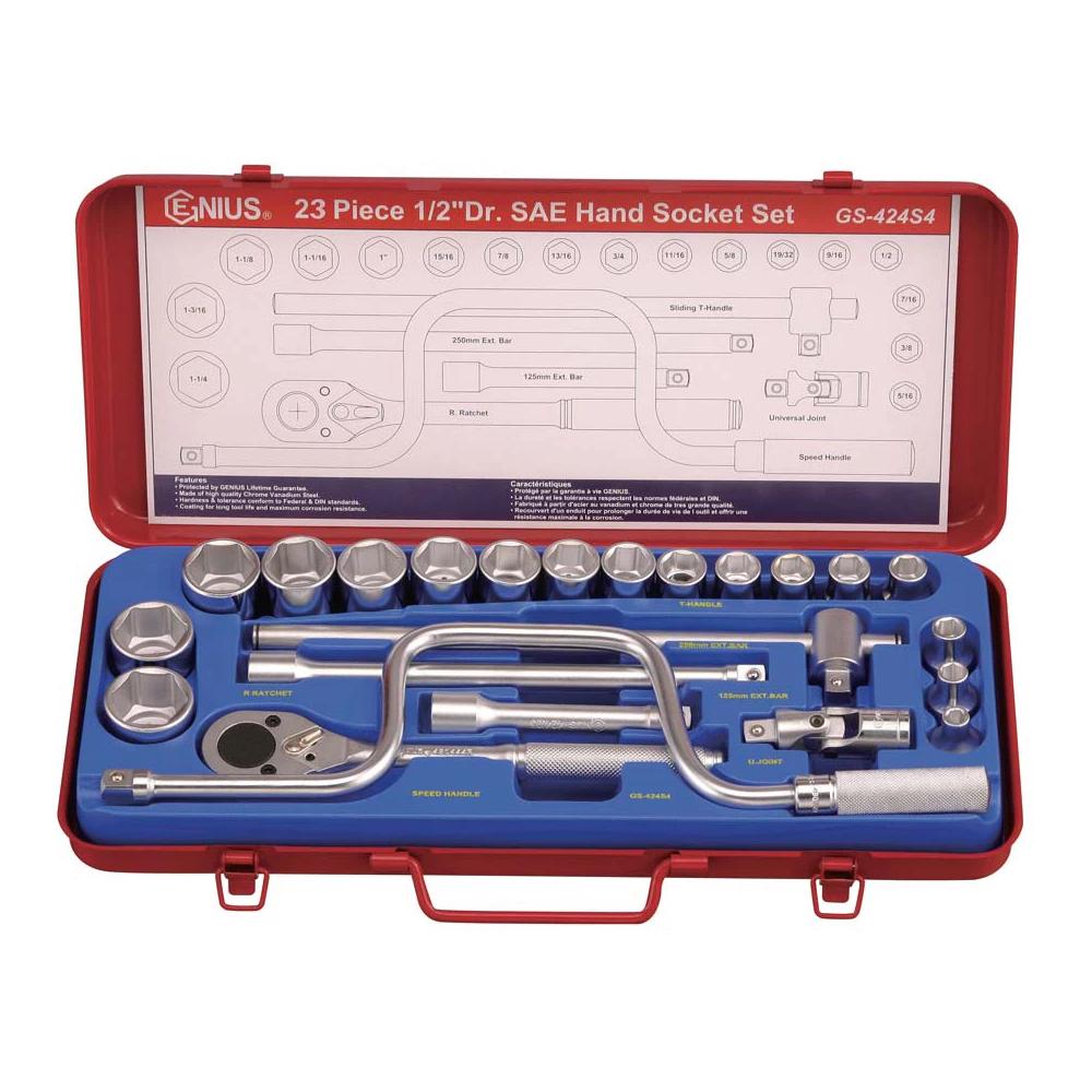 Dugókulcs készlet 1/2'' 6 lapú COLOS 5/16''-1-1/4'' 24 db-os - Genius