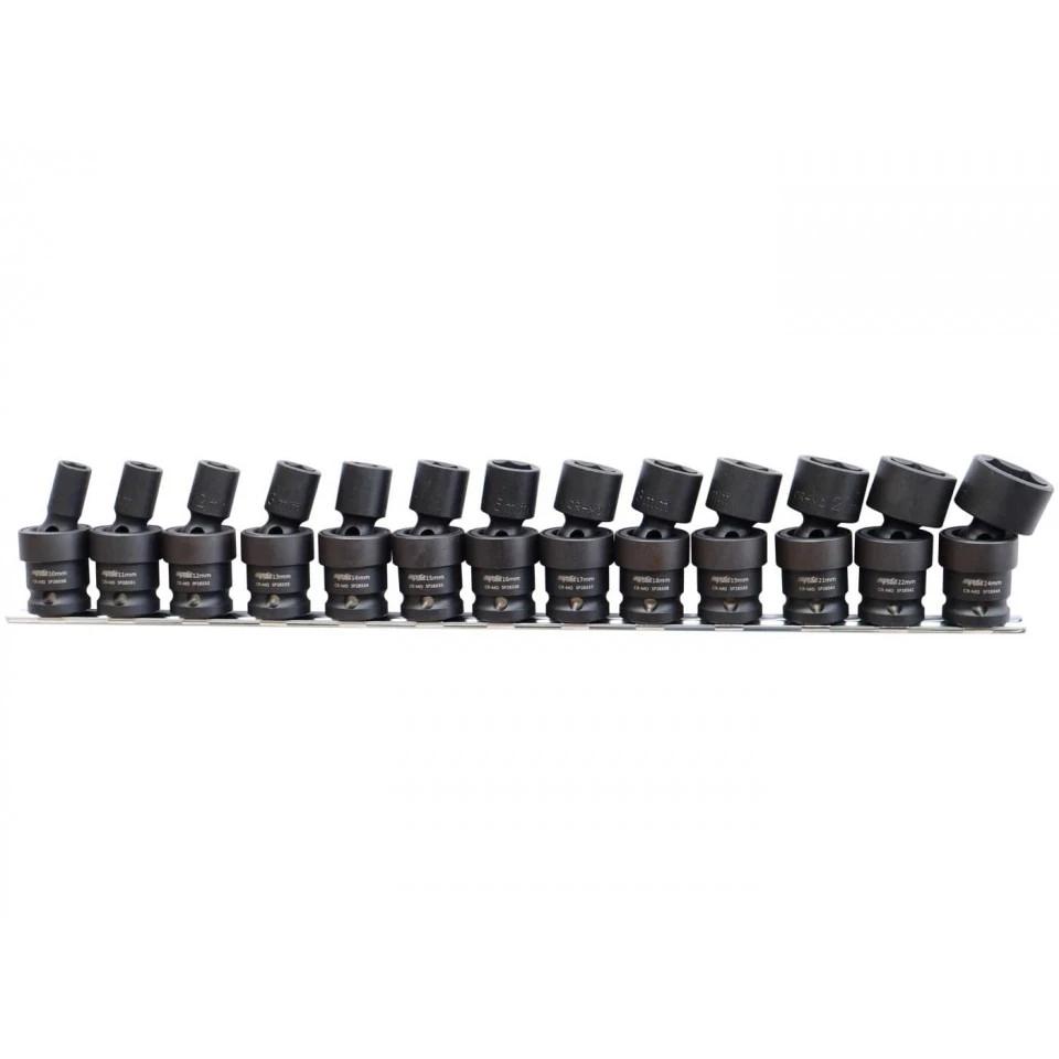 Légkulcsfej készlet 1/2'' 13 db 10-24 mm - Gépi Csuklós kivitel - SP Tools