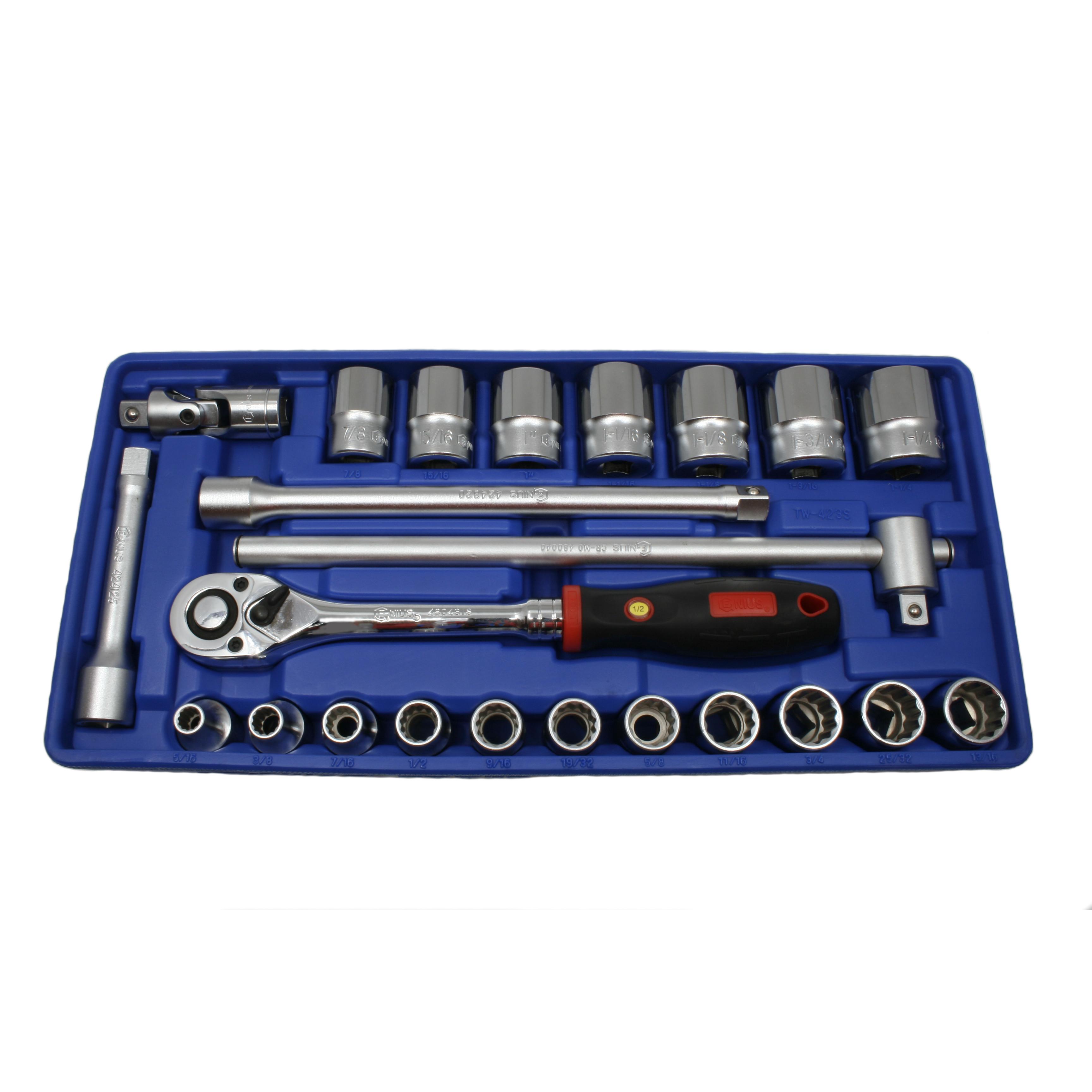 Tálcás Genius dugókulcs klt. 12 sz. COLOS 1/2&amp;#34; 23 db-os - 1/3 (TW-423S)