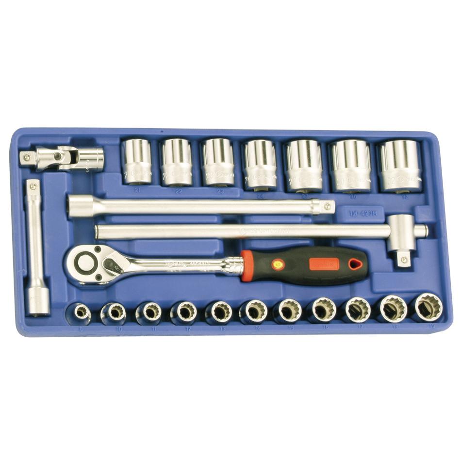 Tálcás Genius dugókulcs klt. 12 sz. normál 1/2&amp;#34; 23 db-os - 1/3 (TW-423M)