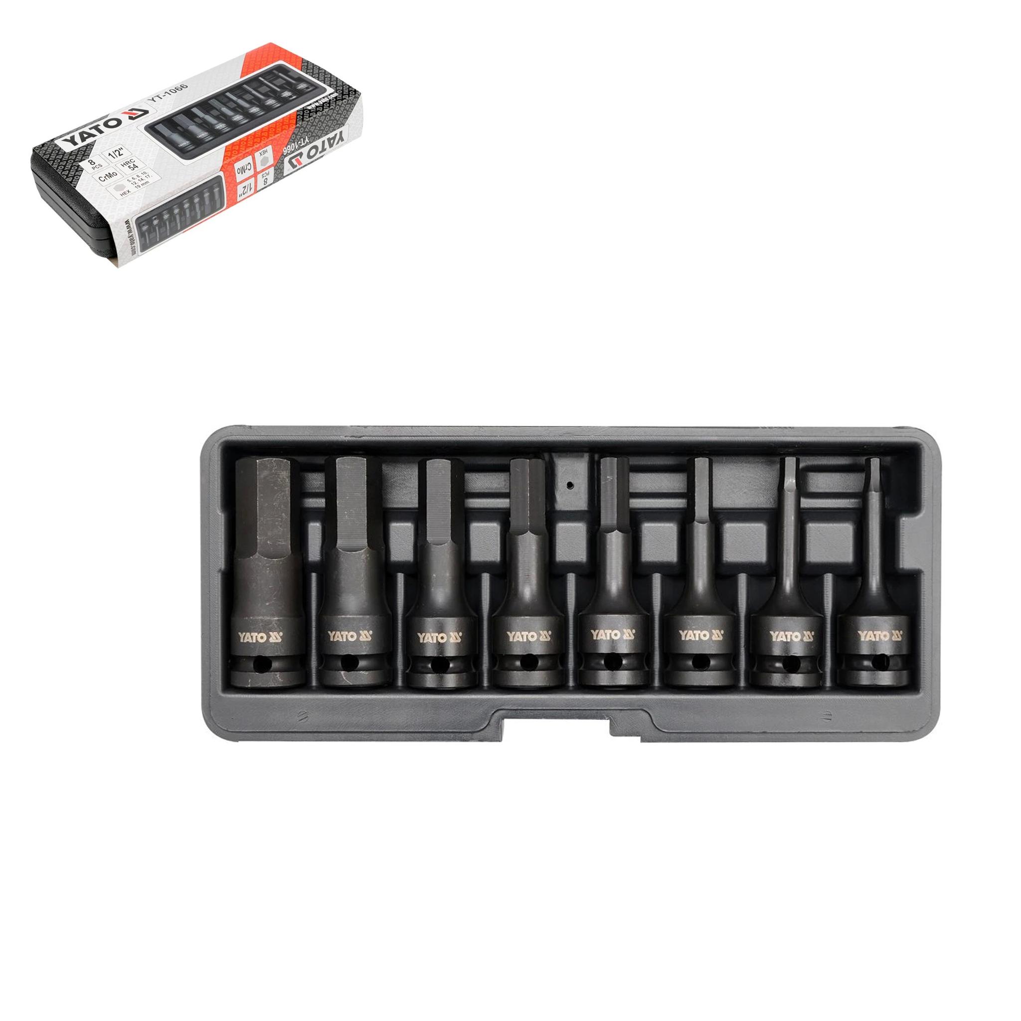 Légkulcsfej készlet 1/2'' Imbusz h. 6-19 mm 8 db-os - Yato